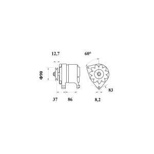 Växelströmsgenerator Mahle 65A 12V Ford, Mf, Valme
