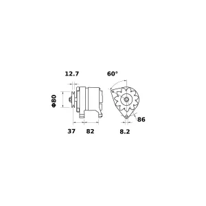 Växelströmsgenerator Mahle 65A 12V Valmet