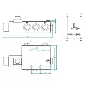 Riktningsventil 4/2 1/2 24V 75Ltr