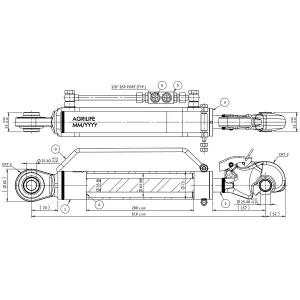 Hydraulisk Toppstag 63/35/280 Kat2-Kat2 Hake