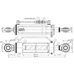 Hydraulisk Toppstag 90/45/270 Kat3-Kat3