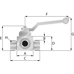 3-Vägs Kulventil Bsp 3/8 500Bar L-Borrad