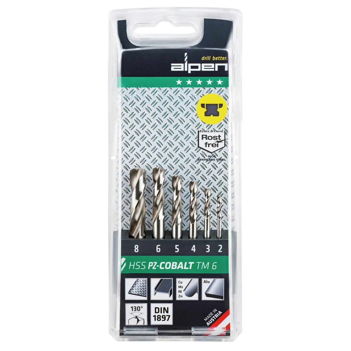 Poranteräsarja 6 Delar 2-8Mm Hss-Co Pz-Cobalt