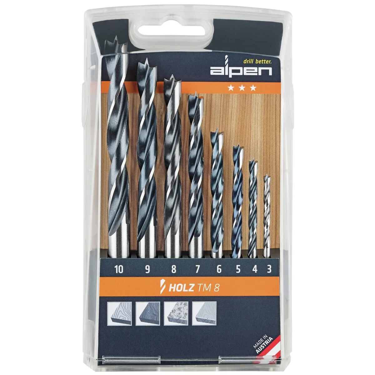 Träborrsats 8-Pcs 3-10Mm Holz