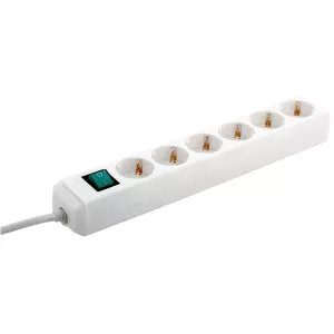 Grenuttag 6-Vägs 3M Vit Med Strömbrytare