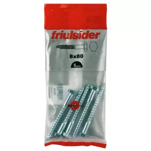 Fransk Träskruv 8X80Mm 5St Galv. Ce/Eta Tirafondo