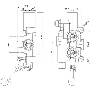 Monoblockventil Vedklyv 1/2 80L P-T 3/4