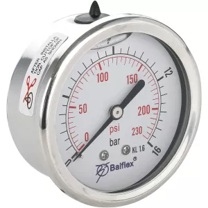 Manometer 16Bar 63Mm 1/4 Bsp Bakre Fäste