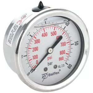 Manometer 60Bar 63Mm 1/4 Bsp Bakre Fäste