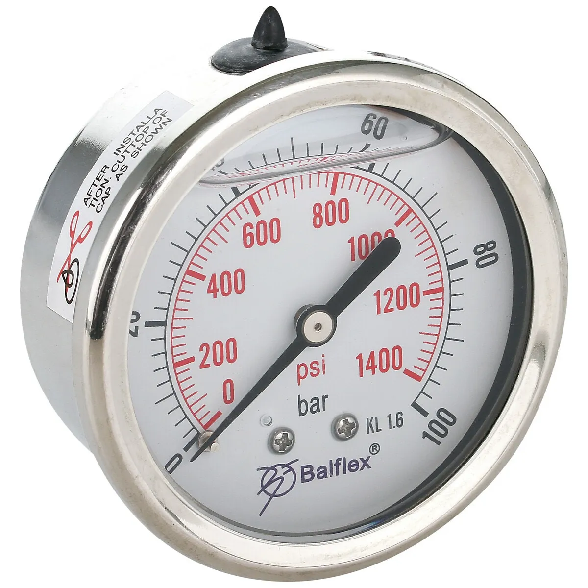 Manometer 100Bar 63Mm 1/4 Bsp Bakre Fäste