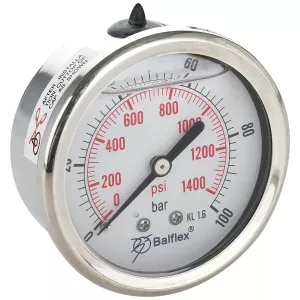 Manometer 100Bar 63Mm 1/4 Bsp Bakre Fäste