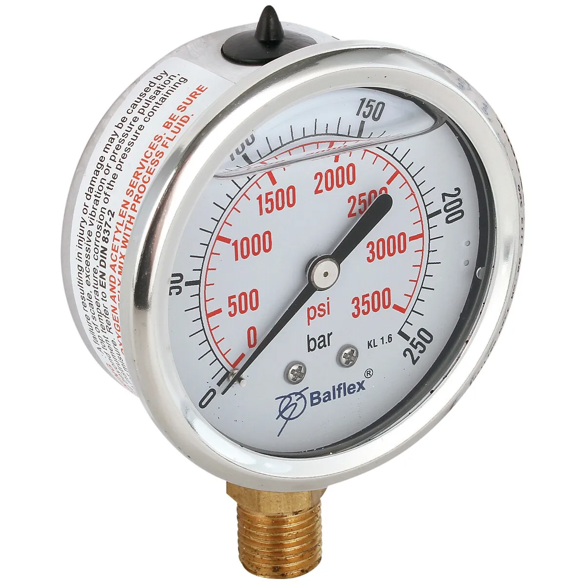 Manometer 250Bar 63Mm 1/4 Bsp Botten Fäste