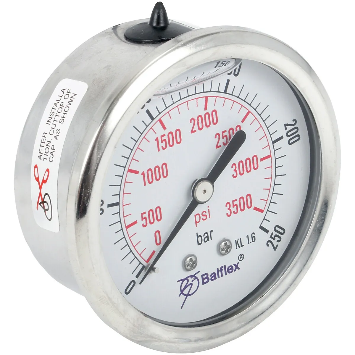 Manometer 250Bar 63Mm 1/4 Bsp Bakre Fäste