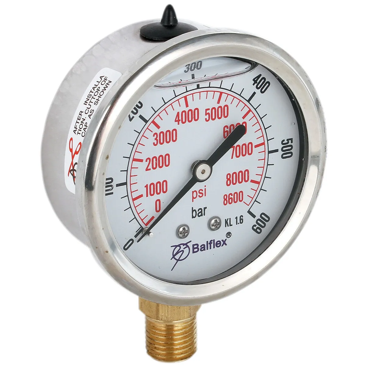 Manometer 600Bar 63Mm 1/4 Bsp Botten Fäste