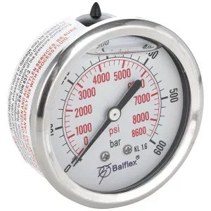 Manometer 600Bar 63Mm 1/4 Bsp Bakre Fäste