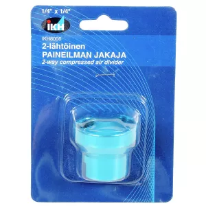 Tryckluftskoppling 2-Väg 1/4"X1/4" Alum.