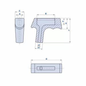 L-Handtag Svart L=59Mm D=6
