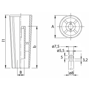 Vridbart Handtag L=66Mm D=8Mm 2St