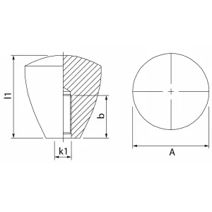 Ovalt Handtag M10 Innergänga D=28Mm