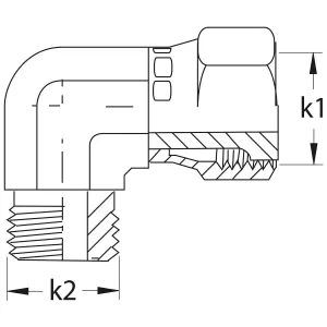 Vinkelkoppling Orfs 11/16 90 Inv-Utv