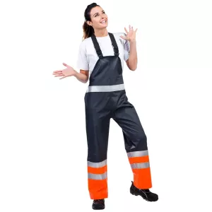 Regnbyxor Med Hängslen M Hiili Orange/D.Blå Kl1