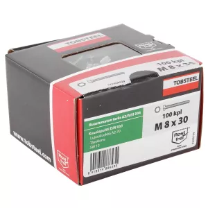 Bult M8X30 Rf A2-70 Din933 100St Sexkants