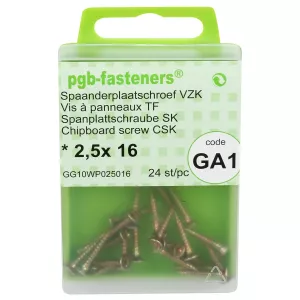 Skruv Försankt 2,5X16Mm 24St Guldpassiver