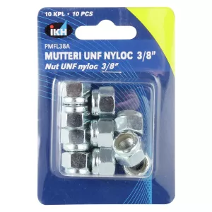 Låsmutter Unf Nyloc 3/8" 10St Förzinkad
