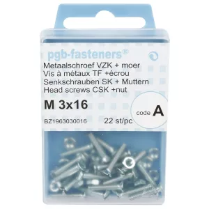 Försänkt Huvud Skruv M3X16 22St Din965