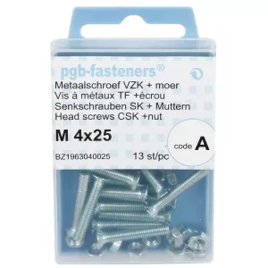 Försänkt Huvud Skruv M4X25 13St Din965