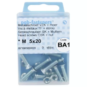 Försänkt Huvud Skruv M5X20 9St Din965