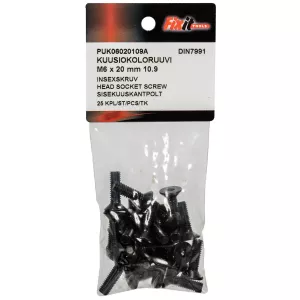 Insexskruv M6X20 10.9 25St Försänkt Din7991