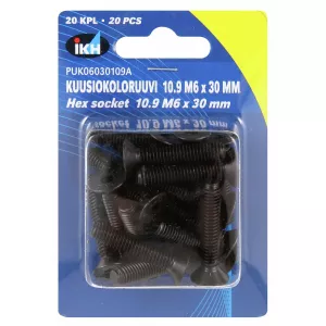 Insexskruv M6X30 10.9 20St Försänkt Din7991