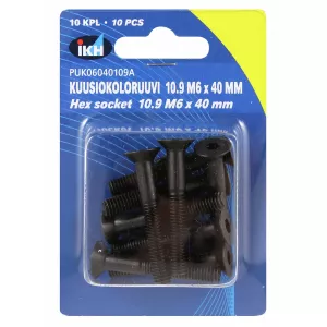 Insexskruv M6X40 10.9 10St Försänkt Din7991