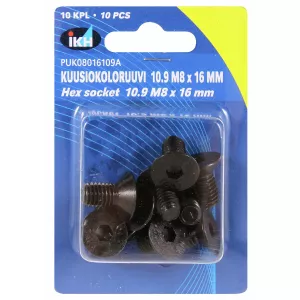 Insexskruv M8X16 10.9 10St Försänkt Din7991