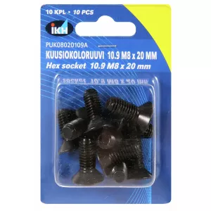 Insexskruv M8X20 10.9 10St Försänkt Din7991