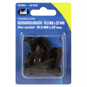 Insexskruv M8X25 10.9 10St Försänkt Din7991