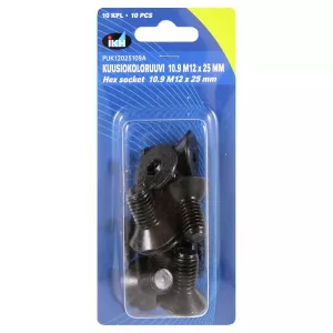 Insexskruv M12X25 10.9 10St Försänkt Din7991