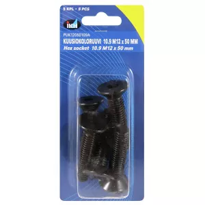 Insexskruv M12X50 10.9 5St Försänkt Din7991