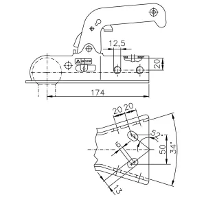Kulkoppling 800Kg 50Mm V