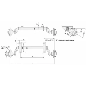 Obromsad Axel 500Kg A1350 4X100