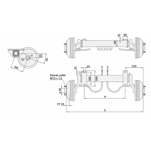 Axel Med Broms 1500Kg A1600