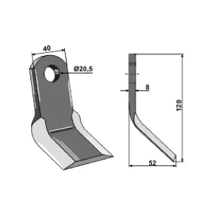 Knivlapp Y-Blad 40X120X20,5 Agrimaster Kellfri