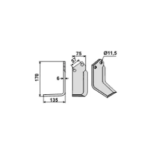 Fräskniv Vänster Kuhn 170X135X75