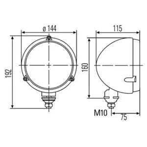 Strålkastare H4 Bottenmonterad