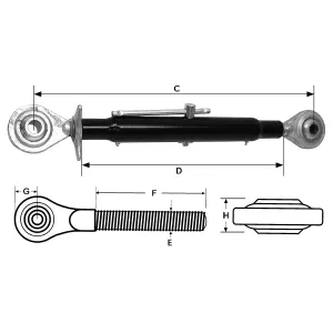 Toppstång M30X3 2-2 610-865