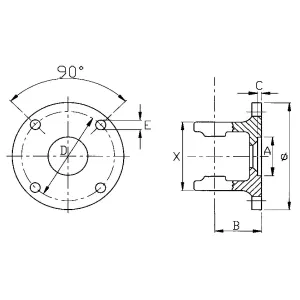Gaffel Med Fläns 74,5Mmx4 B01