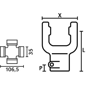 Gaffel B108 1 3/4-6 Bultfäste