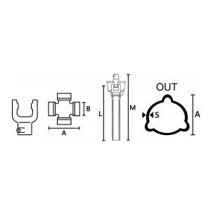 Halv K-Axel B105 1.3/8-6 Yttre