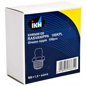 Smörjnippel Rak 8Mmx1,0Mm 100St